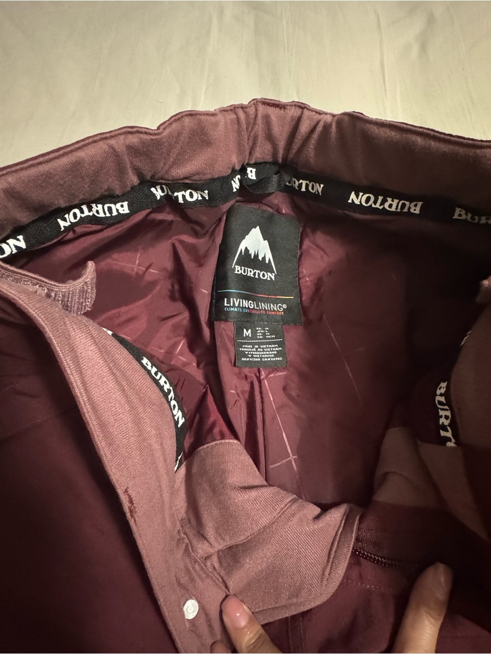 Burton Maroon Snow Pants with Mountain Logo - Picture 3 of 5